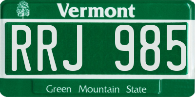 VT license plate RRJ985