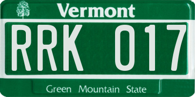 VT license plate RRK017