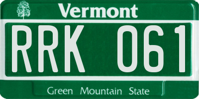 VT license plate RRK061