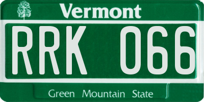 VT license plate RRK066