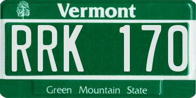 VT license plate RRK170