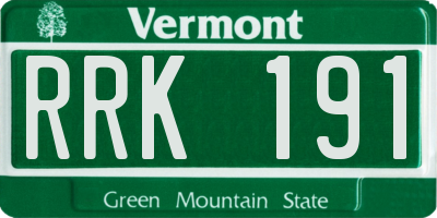 VT license plate RRK191