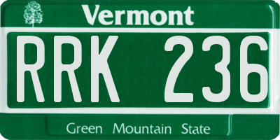 VT license plate RRK236