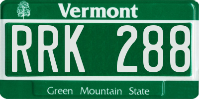VT license plate RRK288