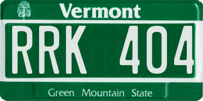 VT license plate RRK404