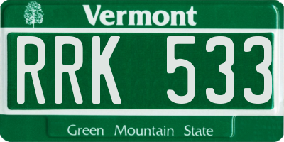 VT license plate RRK533