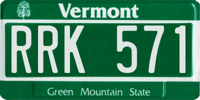 VT license plate RRK571