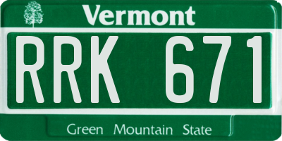VT license plate RRK671