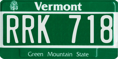 VT license plate RRK718