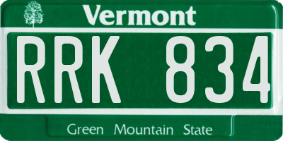 VT license plate RRK834