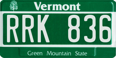VT license plate RRK836