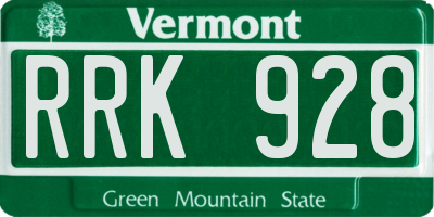 VT license plate RRK928