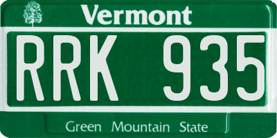VT license plate RRK935