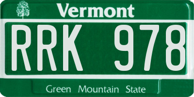 VT license plate RRK978