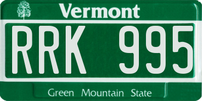 VT license plate RRK995