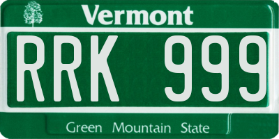 VT license plate RRK999