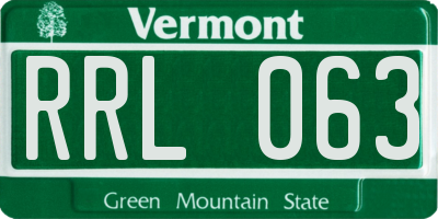 VT license plate RRL063