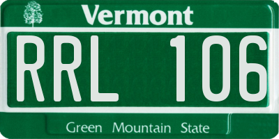 VT license plate RRL106