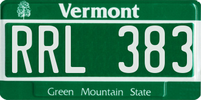 VT license plate RRL383