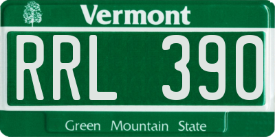 VT license plate RRL390