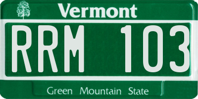 VT license plate RRM103