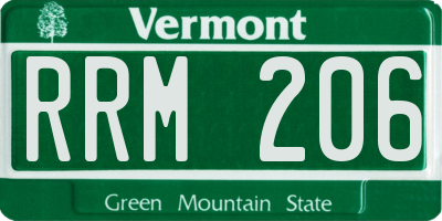 VT license plate RRM206