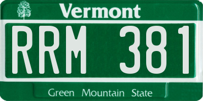 VT license plate RRM381