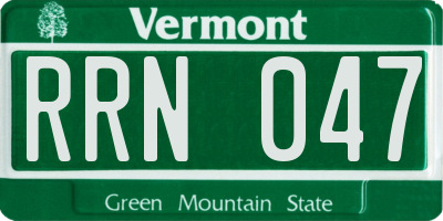 VT license plate RRN047