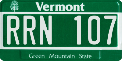 VT license plate RRN107