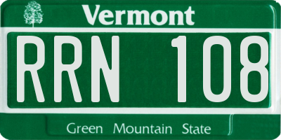 VT license plate RRN108