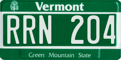 VT license plate RRN204
