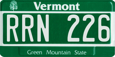VT license plate RRN226