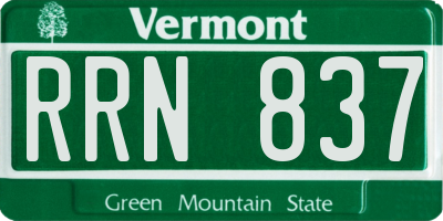 VT license plate RRN837