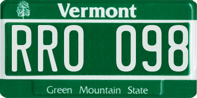 VT license plate RRO098
