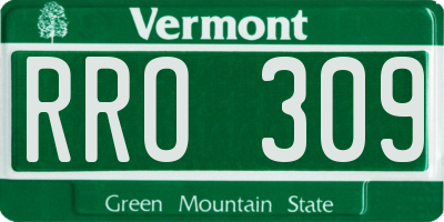VT license plate RRO309