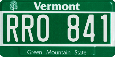VT license plate RRO841