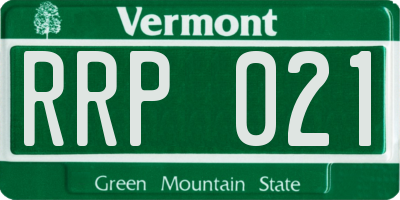 VT license plate RRP021