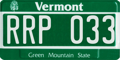VT license plate RRP033