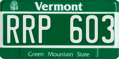 VT license plate RRP603
