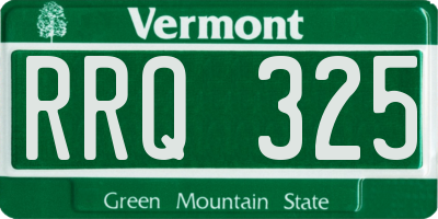 VT license plate RRQ325