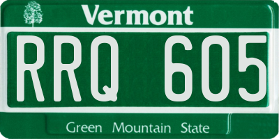 VT license plate RRQ605