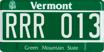 VT license plate RRR013