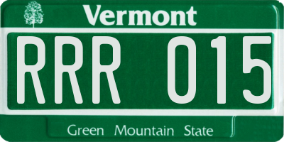 VT license plate RRR015