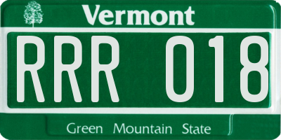 VT license plate RRR018