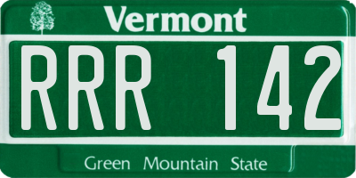 VT license plate RRR142