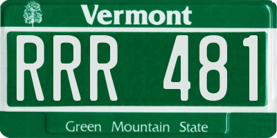 VT license plate RRR481