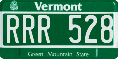 VT license plate RRR528