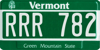 VT license plate RRR782