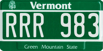 VT license plate RRR983