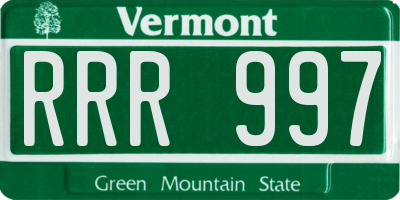 VT license plate RRR997
